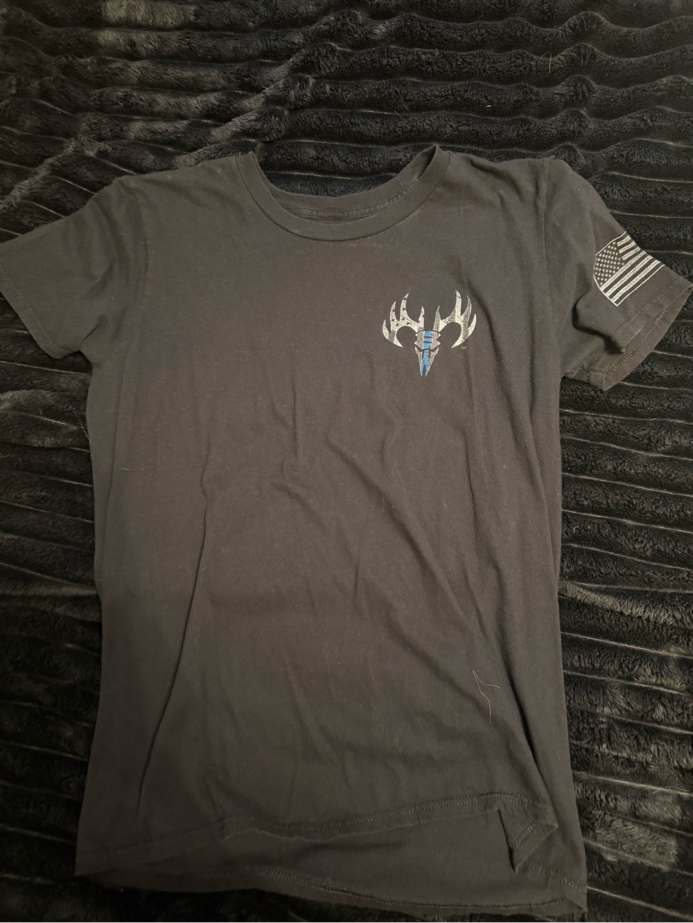 Black Short-Sleeve Graphic Tee with Antler Logo